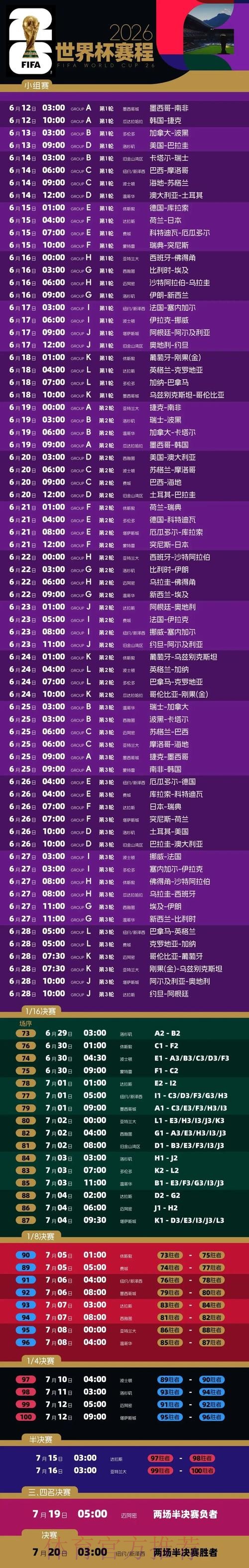 2026世界杯比赛时间最新全程直播实时查看 2026世界杯比赛时间最新全程直播实时查看